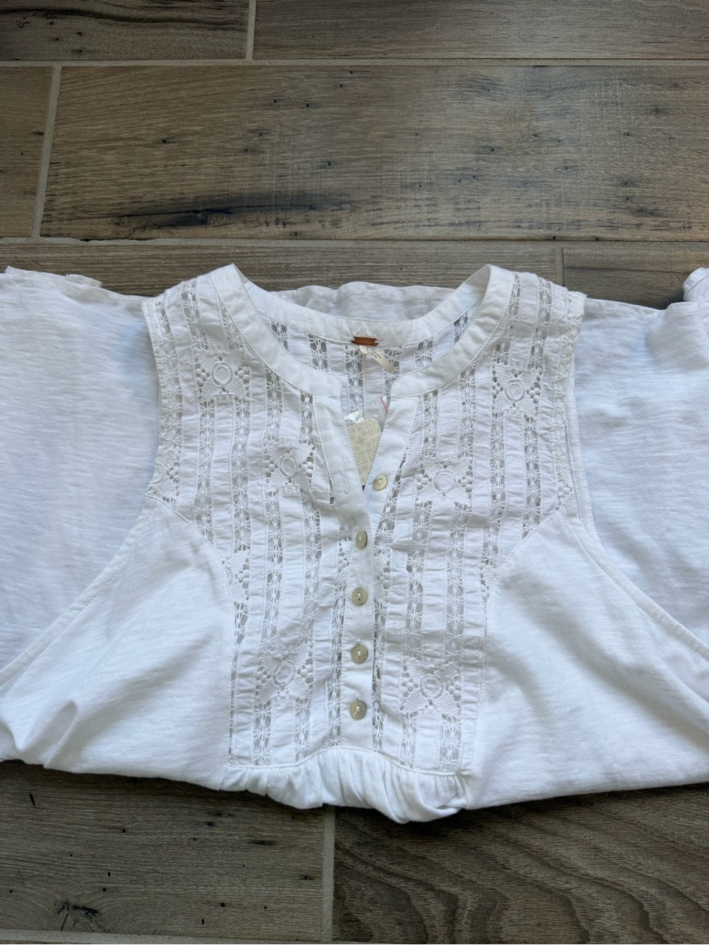 Cottagecore Free People sun-kissed ivory tank top NWT size L - Picture 11 of 11